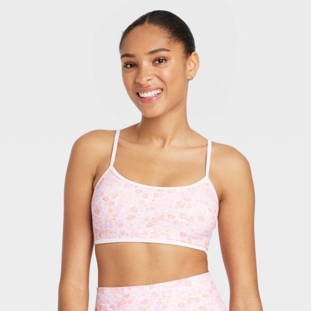 Piped Sports Bra - JoyLab" Floral Print Removable Padding, Elastic Strap 🆕
